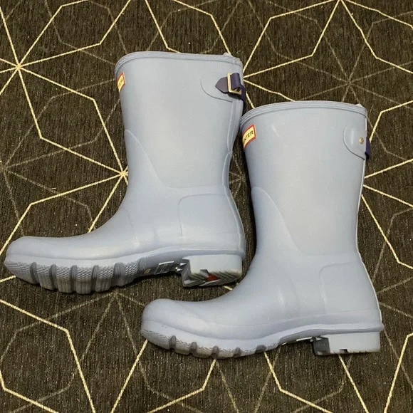 Hunter Original Back Adjustable Short Periwinkle Waterproof Matte Blue Rain Boot